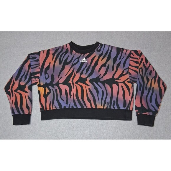 adidas Tops - Adidas Originals Cropped Sweatshirt Womens Medium Rainbow Tiger Print Athleisure